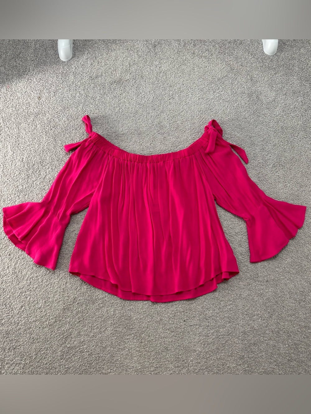 Forever 21 Pink Off-Shoulder with Ties Bell Sleeve Blouse